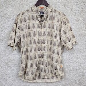 Reyn Spooner Mens Sailboat Print Button Down Shirt XL Coastal Island Casual